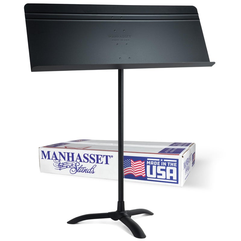 Manhasset حامل موسيقي مانهاست فوسكور - مكتب عريض 32" للقطع الموسيقية الكبيرة والفرق الموسيقية - مصنوع من الألمنيوم المتين، قابل لتعديل الارتفاع بالاحتكاك، قاعدة ثلاثية مستقرة - الطراز #5101 - صنع في الولايات المتحدة - Image 1